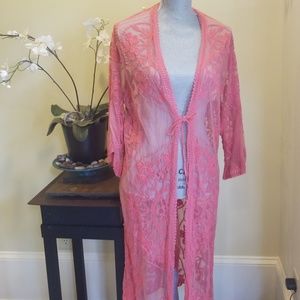 Forgotten Grace NWT lace duster Coral